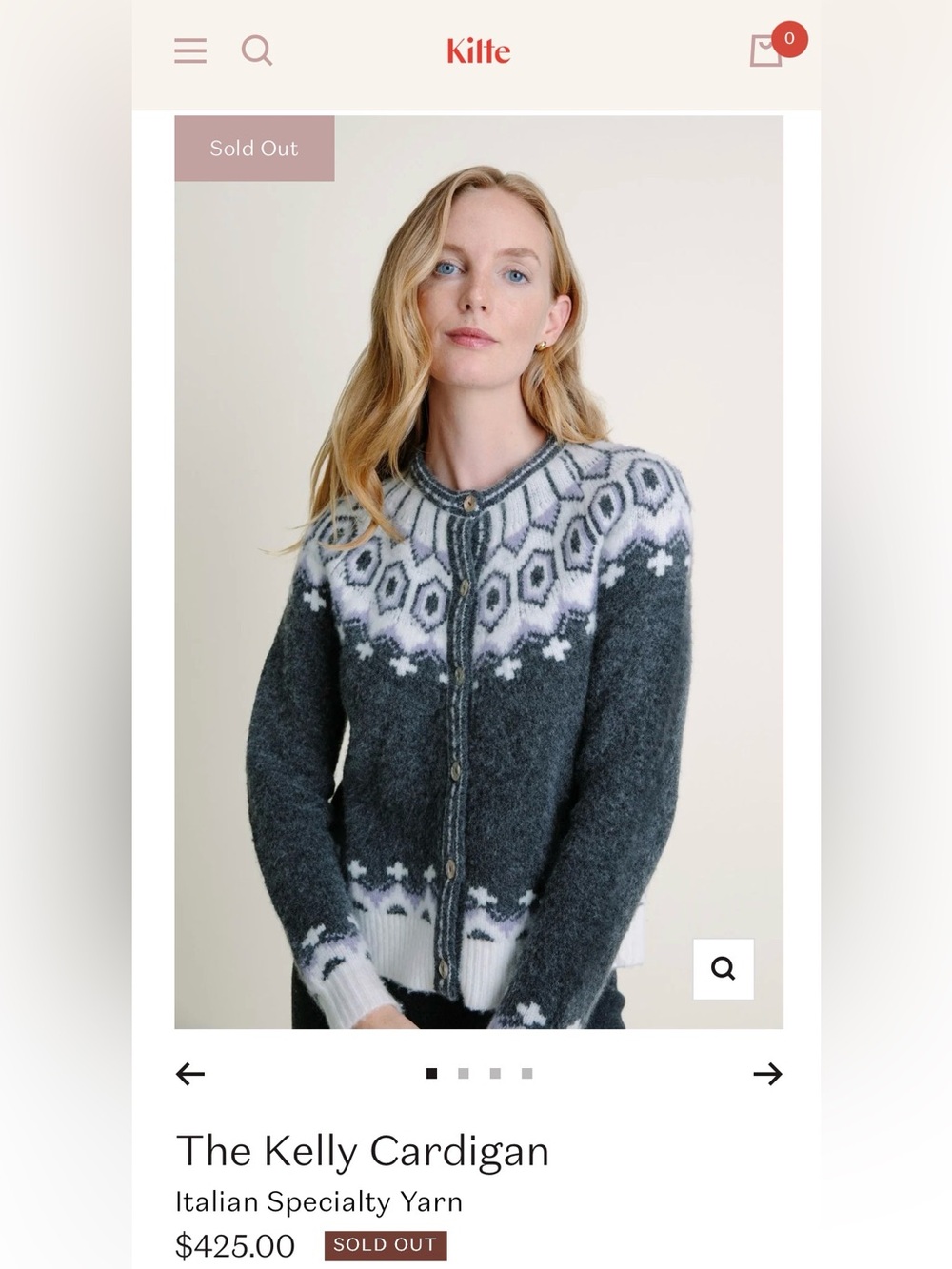 Kilte The Kelly cardigan Nordic-Pattern Wool cashmere Blend Sweater M